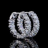 14K White Gold 1.54 Carats Total Weight Oval Cut Diamond Huggie Earrings - Lab Grown E-F VS1 Prong Set Hoops - Covaloro Fine Jewelry