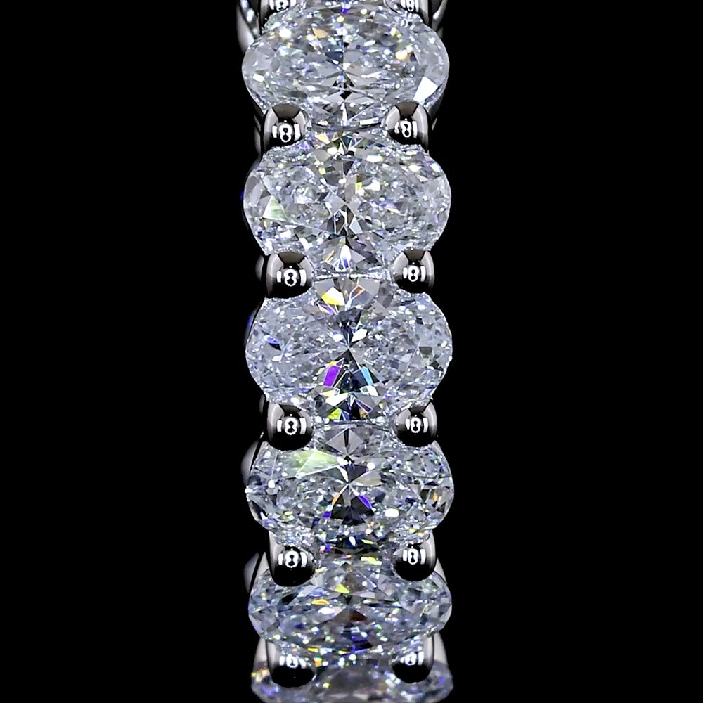 14K White Gold 1.54 Carats Total Weight Oval Cut Diamond Huggie Earrings - Lab Grown E-F VS1 Prong Set Hoops - Covaloro Fine Jewelry