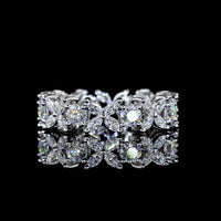 14K White Gold 1.55 Carat Eternity Band with Alternating Round Brilliant and Marquise Lab Diamonds - E-F Color, VS Clarity - Covaloro Fine Jewelry