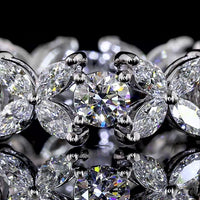 14K White Gold 1.55 Carat Eternity Band with Alternating Round Brilliant and Marquise Lab Diamonds - E-F Color, VS Clarity - Covaloro Fine Jewelry