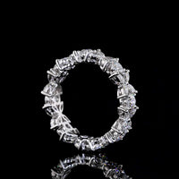 14K White Gold 1.55 Carat Eternity Band with Alternating Round Brilliant and Marquise Lab Diamonds - E-F Color, VS Clarity - Covaloro Fine Jewelry