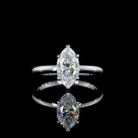 14K White Gold 1.56 Carat Marquise Cut Solitaire Ring with D VVS2 Lab Diamond in North-South Prong Setting - IGI Certified - Covaloro Fine Jewelry