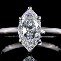 14K White Gold 1.56 Carat Marquise Cut Solitaire Ring with D VVS2 Lab Diamond in North-South Prong Setting - IGI Certified - Covaloro Fine Jewelry