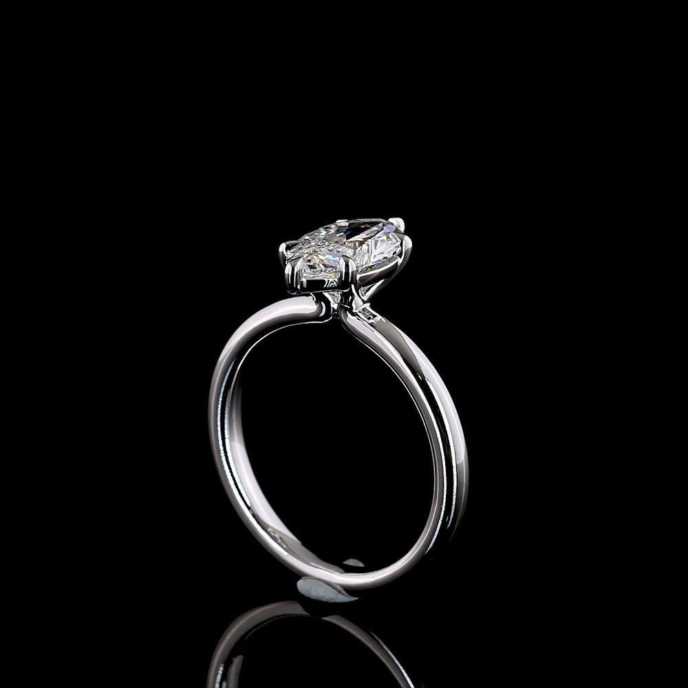 14K White Gold 1.56 Carat Marquise Cut Solitaire Ring with D VVS2 Lab Diamond in North-South Prong Setting - IGI Certified - Covaloro Fine Jewelry