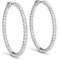 14K White Gold 1.56 Carat Total Weight Lab Diamond 2 Inch Four-Prong Round Hoop Earrings by Robinson's Jewelers
