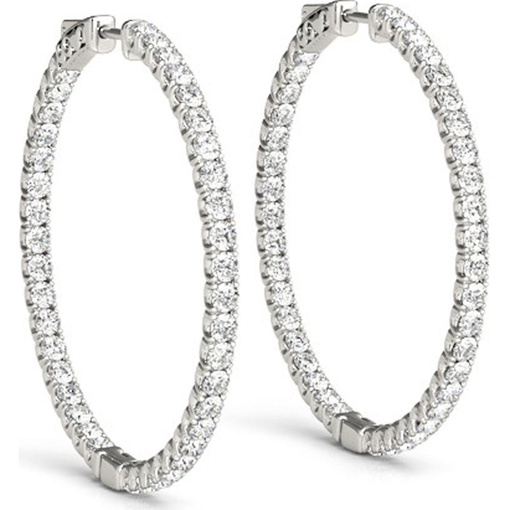 14K White Gold 1.56 Carat Total Weight Lab Diamond 2 Inch Four-Prong Round Hoop Earrings by Robinson's Jewelers