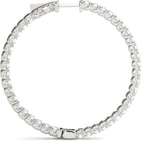 14K White Gold 1.56 Carat Total Weight Lab Diamond 2 Inch Four-Prong Round Hoop Earrings by Robinson's Jewelers
