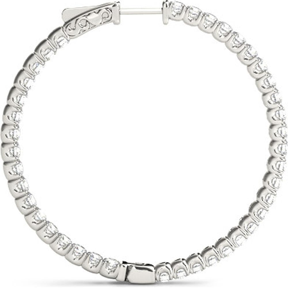 14K White Gold 1.56 Carat Total Weight Lab Diamond 2 Inch Four-Prong Round Hoop Earrings by Robinson's Jewelers