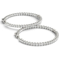 14K White Gold 1.56 Carat Total Weight Lab Diamond 2 Inch Four-Prong Round Hoop Earrings by Robinson's Jewelers