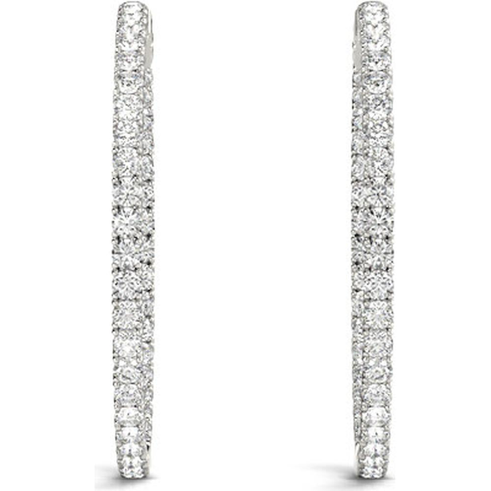 14K White Gold 1.56 Carat Total Weight Lab Diamond 2 Inch Four-Prong Round Hoop Earrings by Robinson's Jewelers