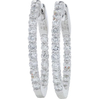 14K White Gold 1.58 Carat Inside - Out Diamond Hoop Earrings - Medium Size