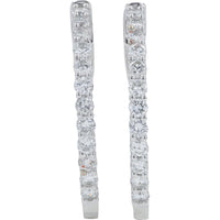 14K White Gold 1.58 Carat Inside - Out Diamond Hoop Earrings - Medium Size