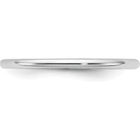 14K White Gold 1.5mm Comfort Fit Domed Wedding Band - Rhodium Plated by 0
