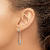 14K White Gold 1.5mm Diamond-Cut Endless Hoop Earrings - 40mm Diameter by Oro Pregiato