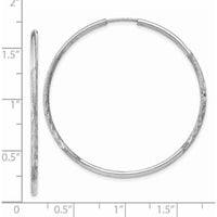 14K White Gold 1.5mm Diamond-Cut Endless Hoop Earrings - 40mm Diameter by Oro Pregiato