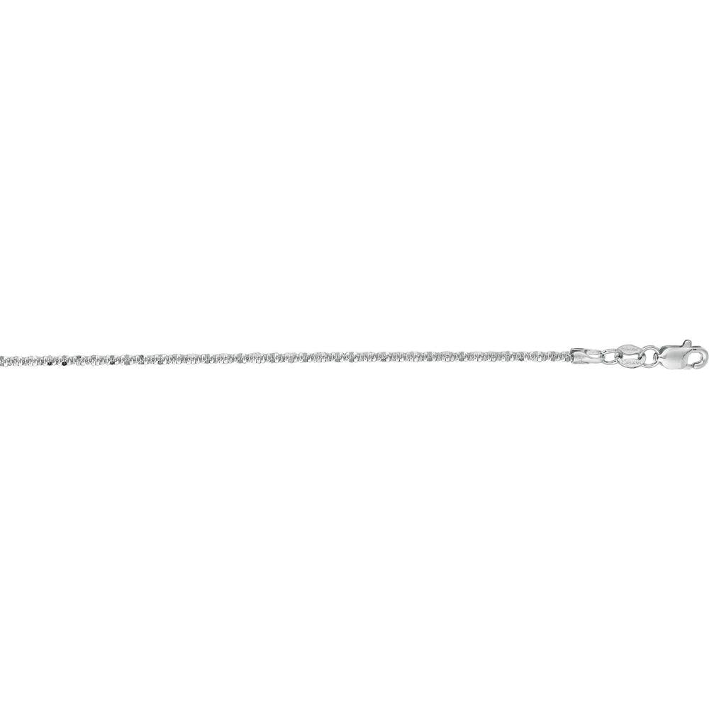 14K White Gold 1.5mm Diamond-Cut Sparkle Chain Necklace - 20" by Orozza Fine Jewelry