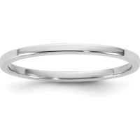 14K White Gold 1.5mm Flat Band Ring with Polished Finish and Rhodium Plating by Luciano & Cie