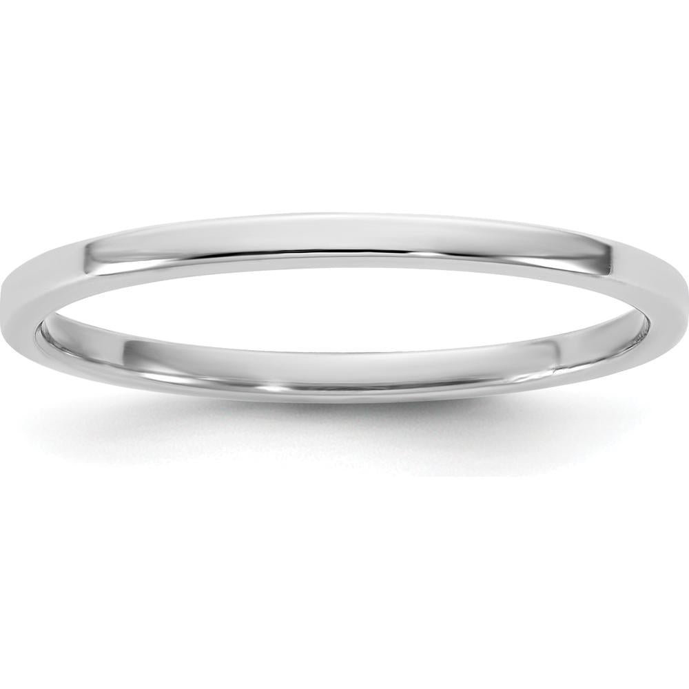 14K White Gold 1.5mm Flat Band Ring with Polished Finish and Rhodium Plating by Luciano & Cie
