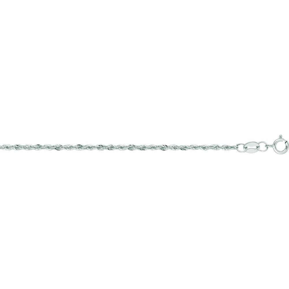 14K White Gold 1.5mm Lite Rope Chain Necklace - 20" by Orozza Fine Jewelry
