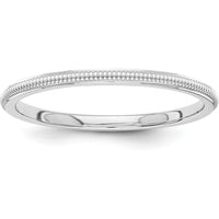 14K White Gold 1.5mm Milgrain Stackable Band - Size 5 by 0