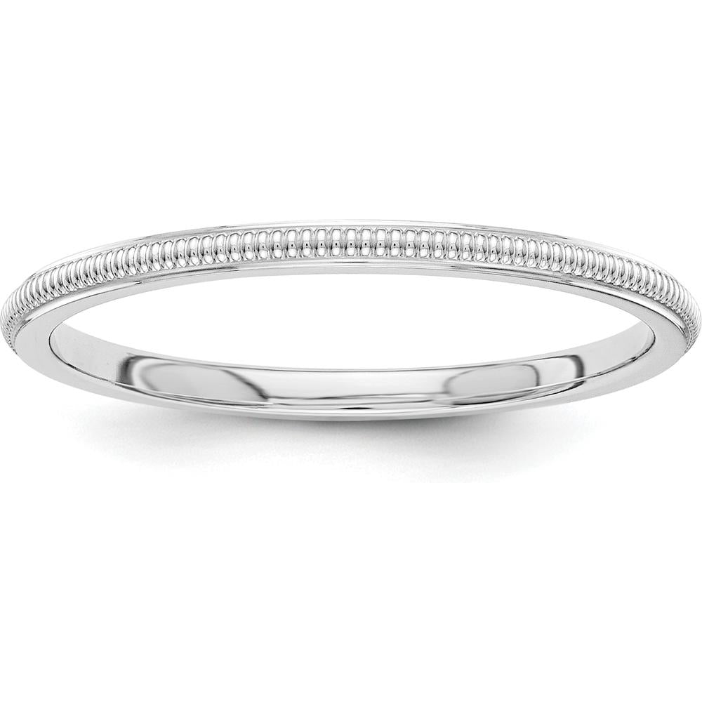 14K White Gold 1.5mm Milgrain Stackable Band - Size 5 by 0