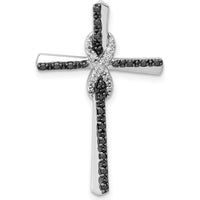 14K White Gold 1/6 Carat Black and White Diamond Infinity Cross Slide Pendant - 0.02 Carat Total Diamond Weight by Oro Pregiato