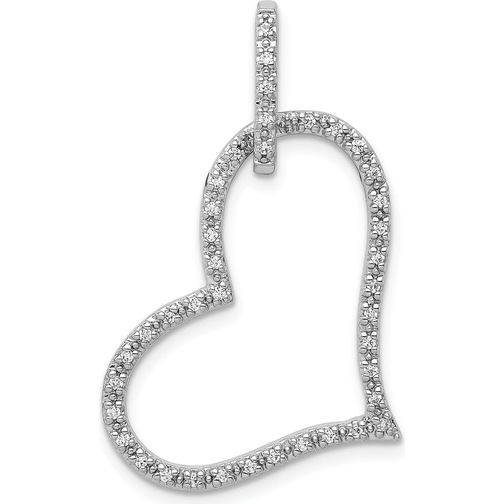 14K White Gold 1/6 Carat Diamond Heart Pendant with Rhodium Finish by Monteluci Fine Jewelry
