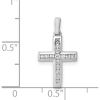 14K White Gold 1/6 Carat Diamond Latin Cross Pendant - Elegant Diamond Cross Necklace by Monteluci Fine Jewelry