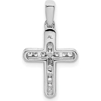 14K White Gold 1/6 Carat Diamond Latin Cross Pendant - Elegant Diamond Cross Necklace by Monteluci Fine Jewelry