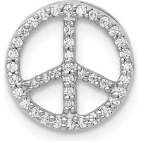 14K White Gold 1/6 Carat Diamond Peace Sign Chain Slide with Rhodium Plating by Monteluci Fine Jewelry