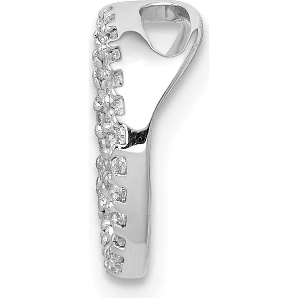 14K White Gold 1/6 Carat Diamond Peace Sign Chain Slide with Rhodium Plating by Monteluci Fine Jewelry