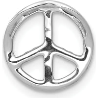 14K White Gold 1/6 Carat Diamond Peace Sign Chain Slide with Rhodium Plating by Monteluci Fine Jewelry