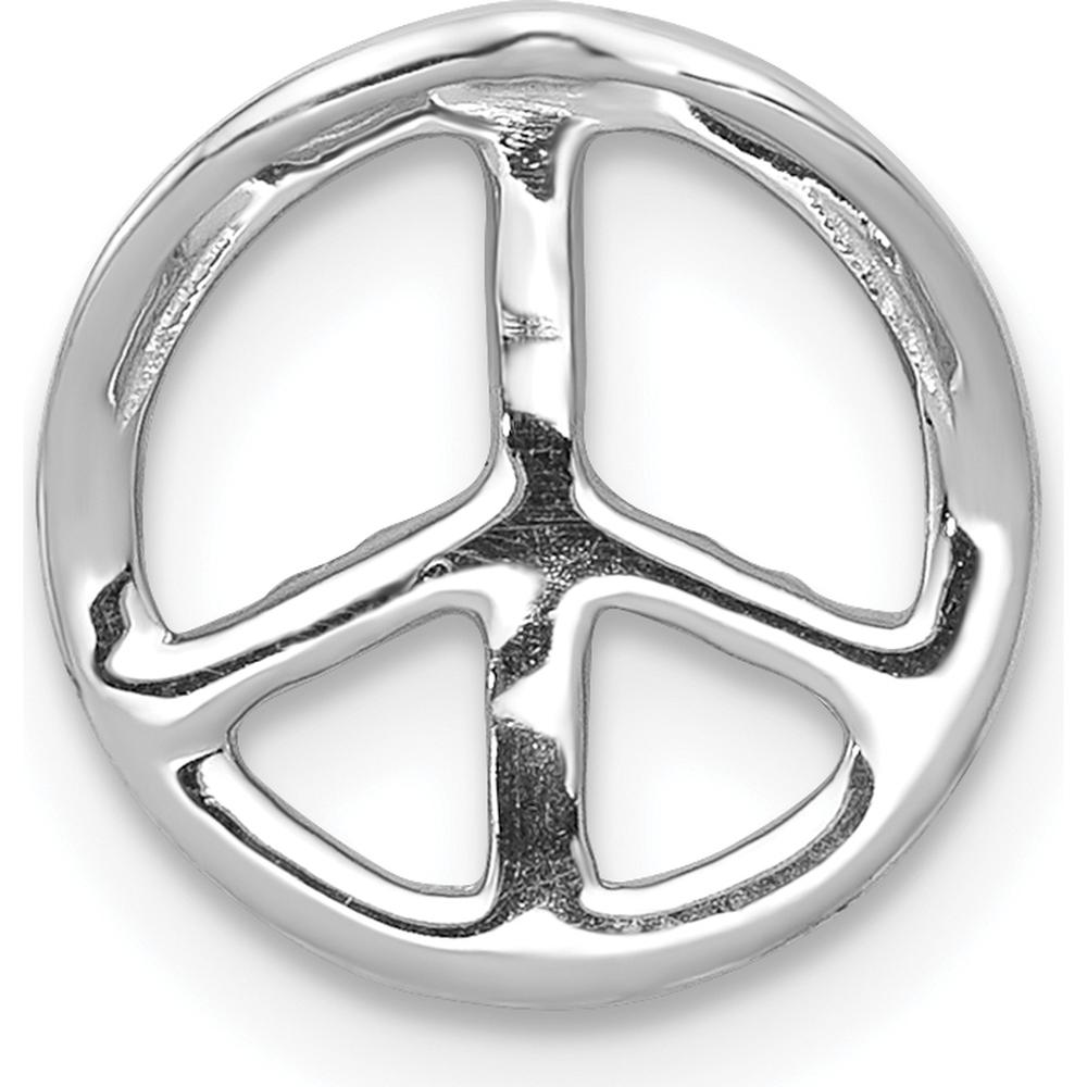 14K White Gold 1/6 Carat Diamond Peace Sign Chain Slide with Rhodium Plating by Monteluci Fine Jewelry