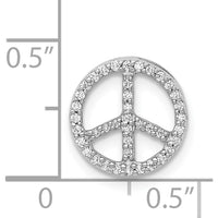 14K White Gold 1/6 Carat Diamond Peace Sign Chain Slide with Rhodium Plating by Monteluci Fine Jewelry