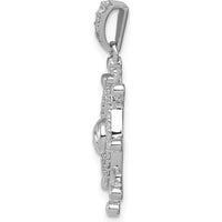 14K White Gold 1/6 Carat Diamond Ship Wheel Pendant with Rhodium Plating by Monteluci Fine Jewelry