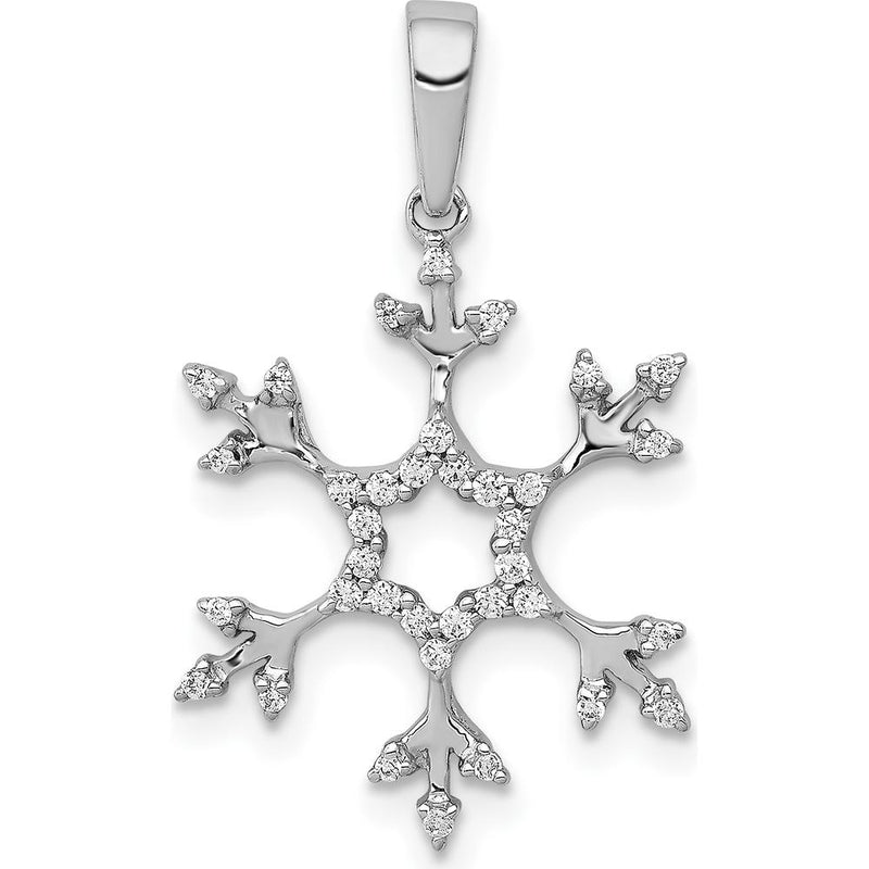 14K White Gold 1/6 Carat Diamond Snowflake Pendant by Monteluci Fine Jewelry