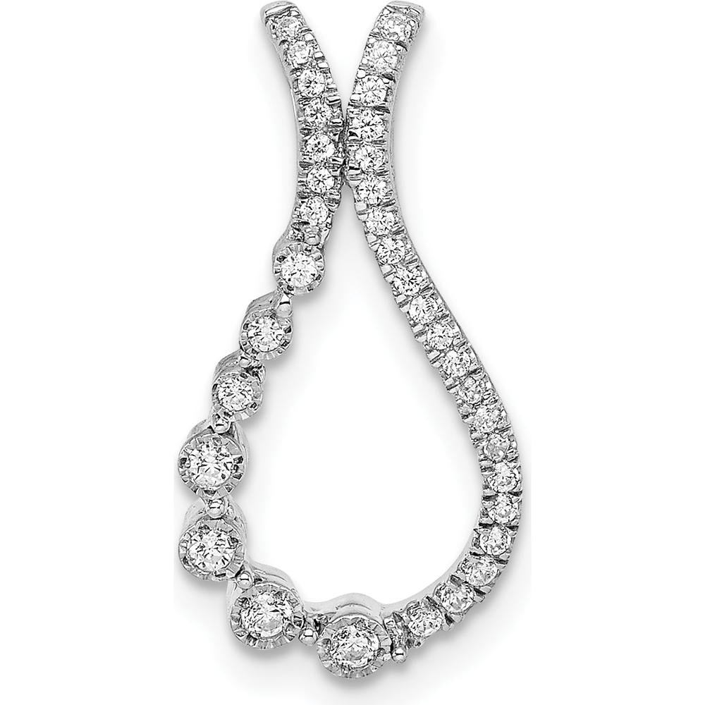 14K White Gold 1/6 Carat Diamond Teardrop Pendant - 1.6 Carat Total Diamond Weight by Oro Pregiato