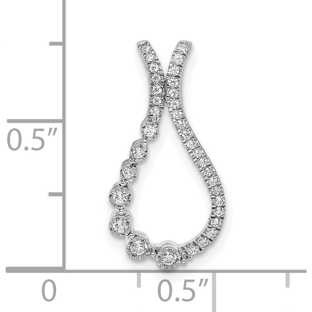14K White Gold 1/6 Carat Diamond Teardrop Pendant - 1.6 Carat Total Diamond Weight by Oro Pregiato