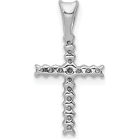 14K White Gold 1/6 Carat Round Diamond Cross Pendant with Prong Setting by Monteluci Fine Jewelry