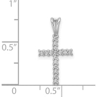 14K White Gold 1/6 Carat Round Diamond Cross Pendant with Prong Setting by Monteluci Fine Jewelry