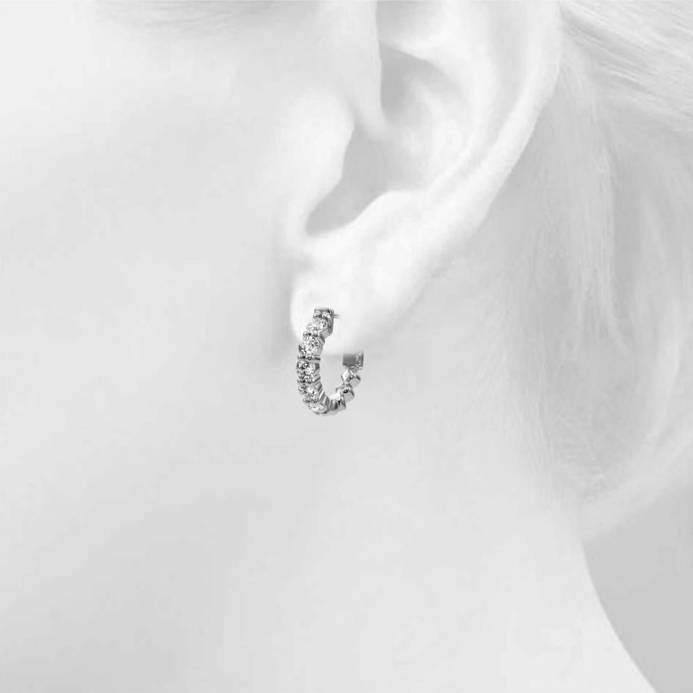 14K White Gold 1.6 Carat Total Weight Lab Diamond Single Row Vault Lock Earrings by Robinson's Jewelers