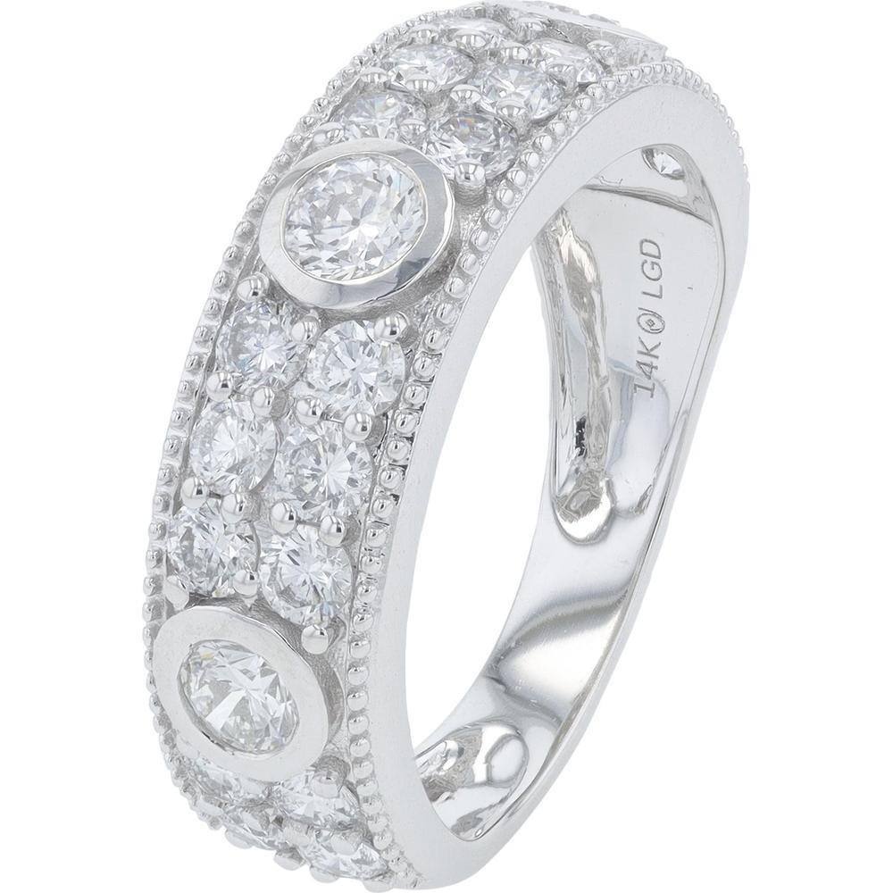14K White Gold 1.62 Carat Total Carat Weight Lab Grown Diamond Band with Milgrain Detail