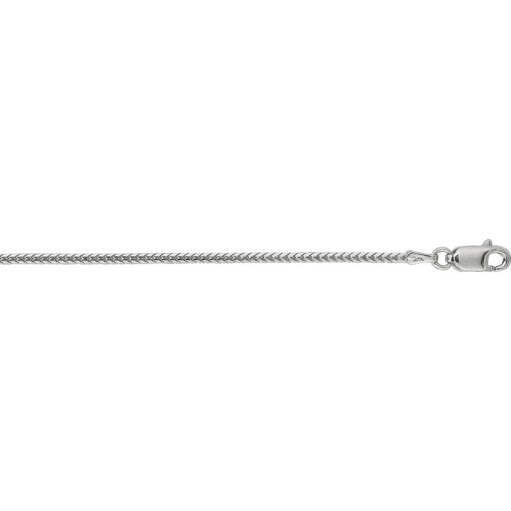 14K White Gold 1.6mm Franco Chain Necklace with Polished Finish - 18" by Orozza Fine Jewelry