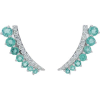 14K White Gold 1.75 Carat Emerald Earrings with 0.50 Carat Diamond Accents