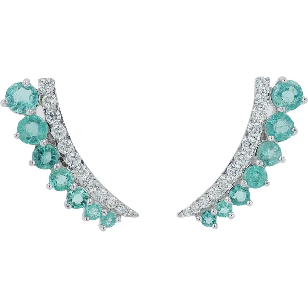 14K White Gold 1.75 Carat Emerald Earrings with 0.50 Carat Diamond Accents