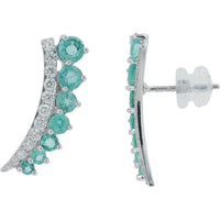 14K White Gold 1.75 Carat Emerald Earrings with 0.50 Carat Diamond Accents