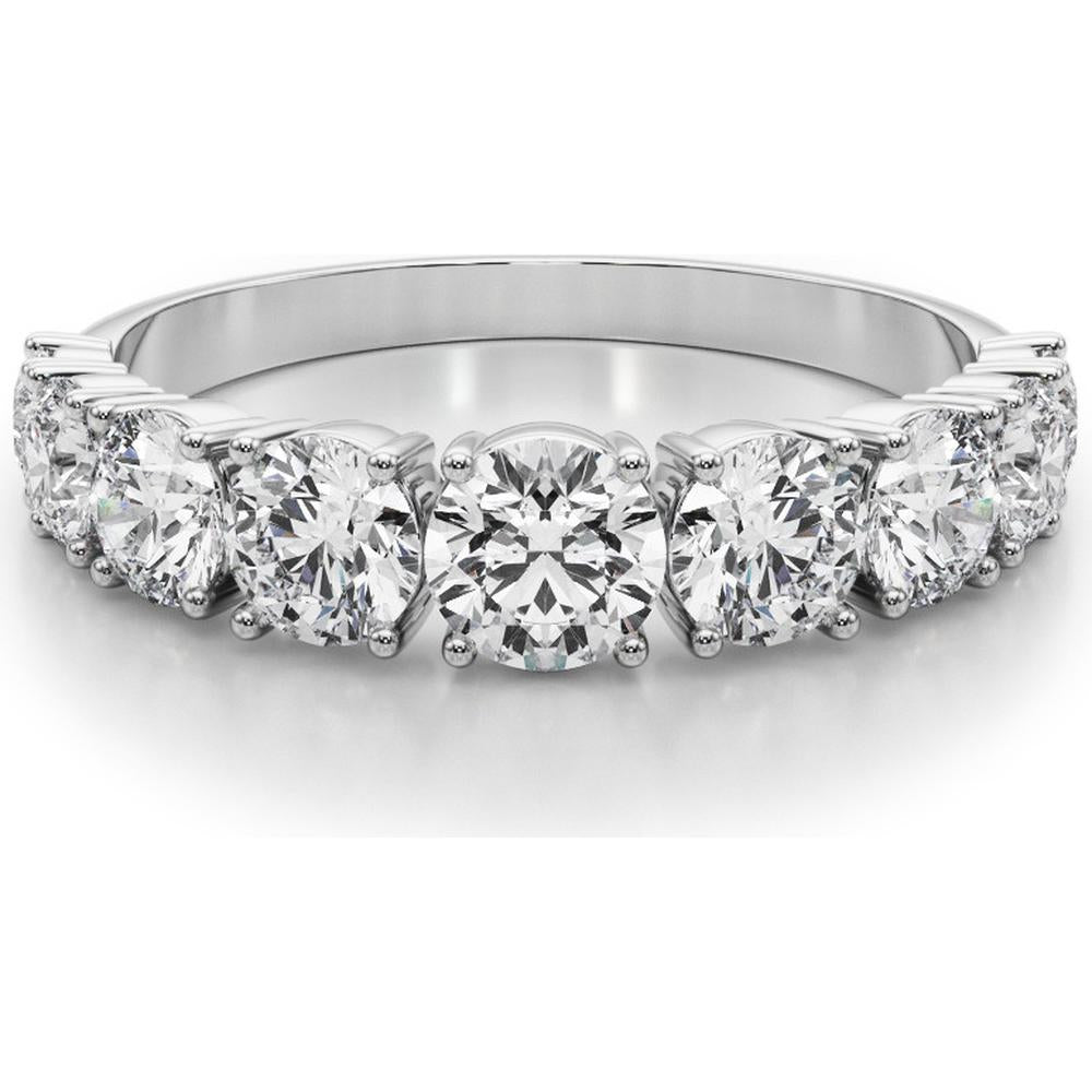 14K White Gold 1.75 Carat Lab Diamond 9 Stone Band Ring - Size 7 by Robinson's Jewelers