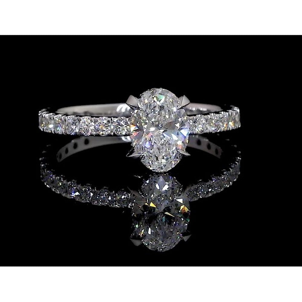 14K White Gold 1.75 Carats Total Weight Oval Cut Hidden Halo Engagement Ring with D VVS2 Lab Diamond Center and 50 Brilliant Cut Accent Diamonds - Covaloro Fine Jewelry