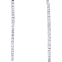 14K White Gold 1.75" Inside-Out Hoop Earrings with 3.00 Carat Total Diamond Weight