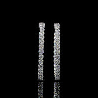 14K White Gold 1.75" Round Hoop Earrings with 56 Prong-Set Lab Diamonds - 3.16 Carats Total Diamond Weight - Covaloro Fine Jewelry